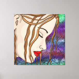 Digital Art   Sad Lady Deep in Thought  Canvas Print