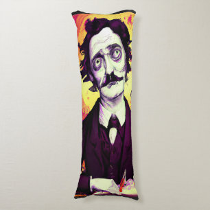 Digital Art Vintage Edgar Allan Poe Raven  Body Cushion