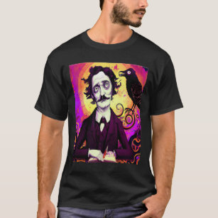 Digital Art Vintage Edgar Allan Poe Raven  T-Shirt