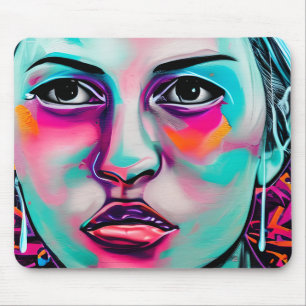 Digital Art Women's Face  AI Generated Lady's Face Mouse Mat