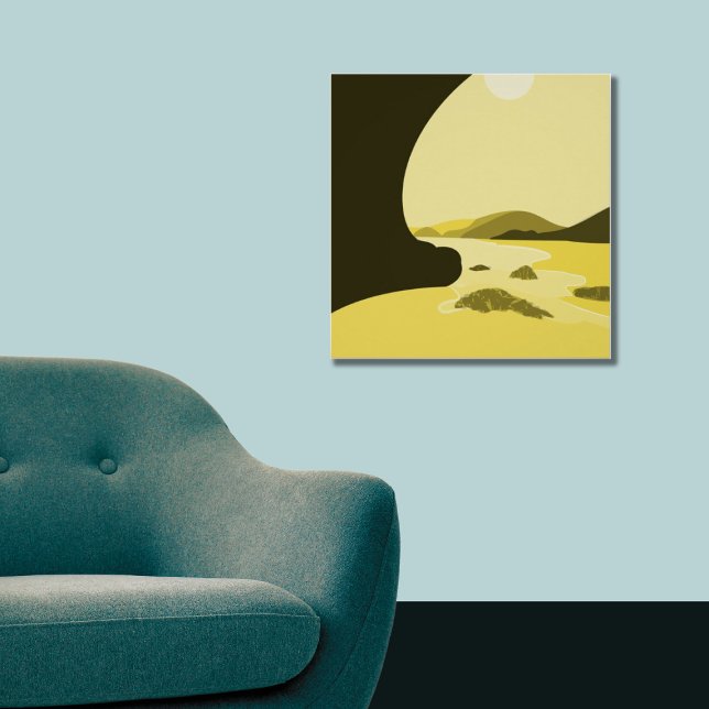 Digital Art Yellow Beach Seascape Poster (Digital Art Yellow Beach Seascape Poster)