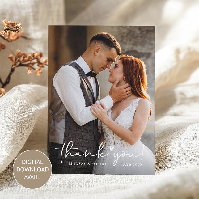 [Digital Avail.] Love Heart Wedding Thank You Card (Creator Uploaded)