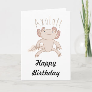 Digital Axolotl Illustration, Cute Animal Card