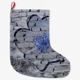Digital background art of floral / flower pattern large christmas stocking