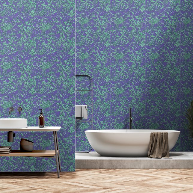 Digital Bamboo Leaves Wallpaper (Bathroom)