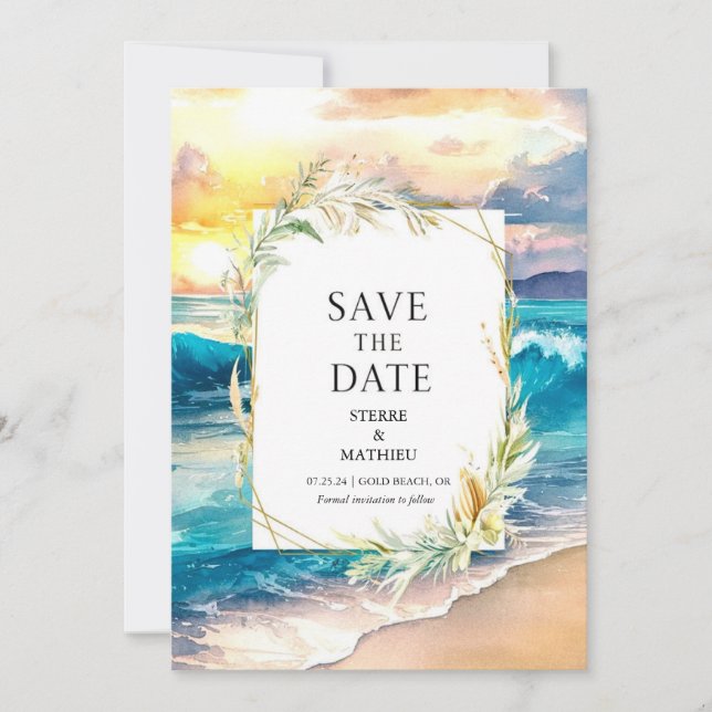 Digital Beach Wedding Save The Date (Front)