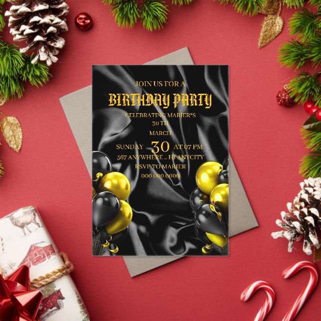 Digital Birthday Dinner Invitation Template, Black (Insitu (Holiday))