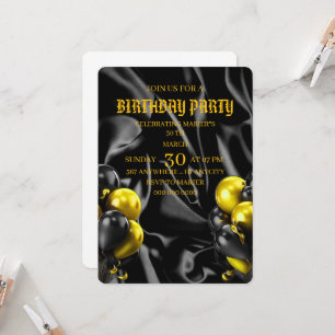 Digital Birthday Dinner Invitation Template, Black