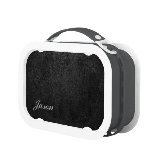 Digital Black Leather (Monogrammed) Lunch Box
