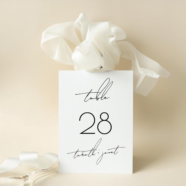 Digital Black White Script Wedding Table Number (Creator Uploaded)