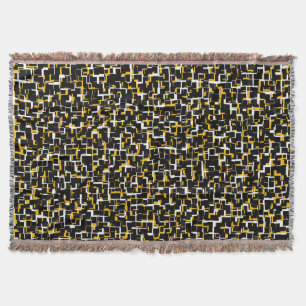 Digital Black White Yellow Pattern Throw Blanket