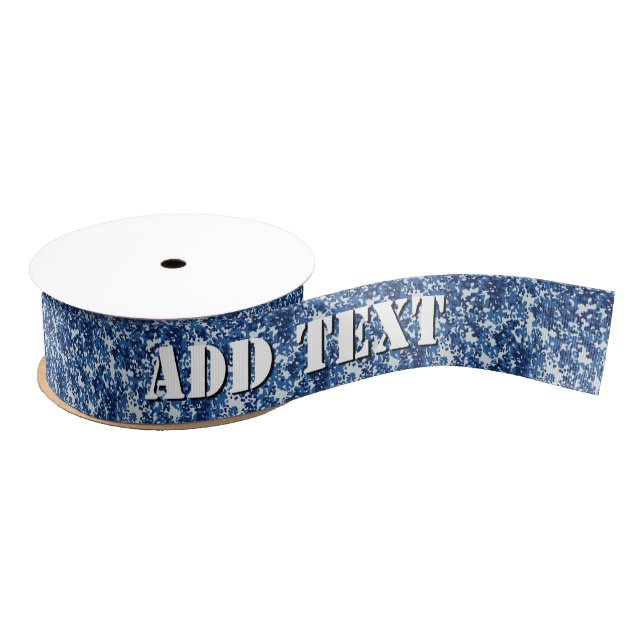 Digital Blue Military Pattern Grosgrain Ribbon (Spool)