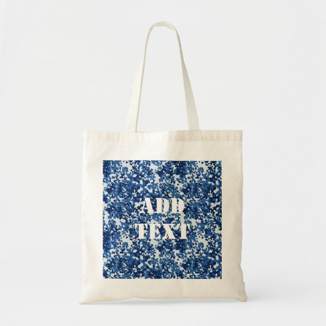 Digital Blue Military Pattern Tote Bag (Front)