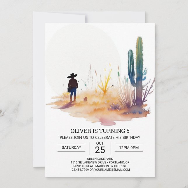 Digital Boho Cowboy Birthday Invitation (Front)