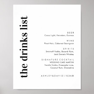 Digital Bold Modern Wedding Bar Menu Sign