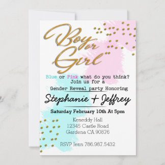 Digital Boy Or Girl Gender Reveal Invitation