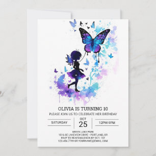 Digital Butterfly Fairy Tale Birthday Charm Invitation