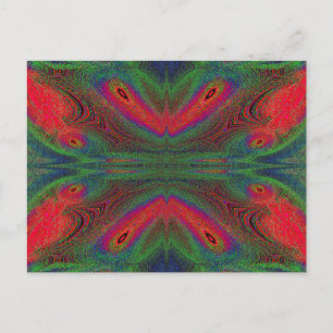 Digital Butterfly Orange Green Postcard
