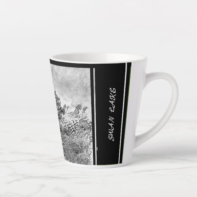 Digital calligraphy Swan Lake LS Latte Mug (Right)