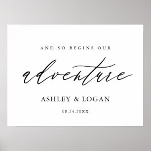 Digital Calligraphy Wedding Adventure Welcome Sign