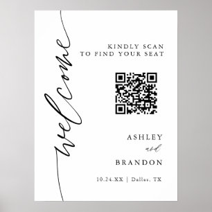Digital Calligraphy Wedding QR Code Seating Chart