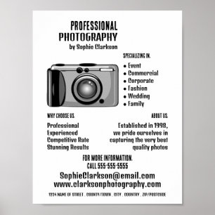 Digital Camera Icon Photographer, Photography Hire Poster