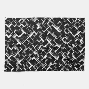 Digital Camo Black White Grey Pattern Tea Towel