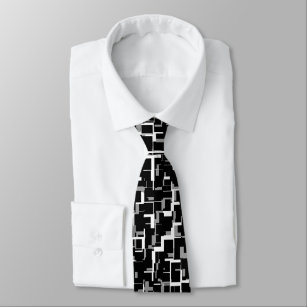 Digital Camo Black White Grey Pattern Tie
