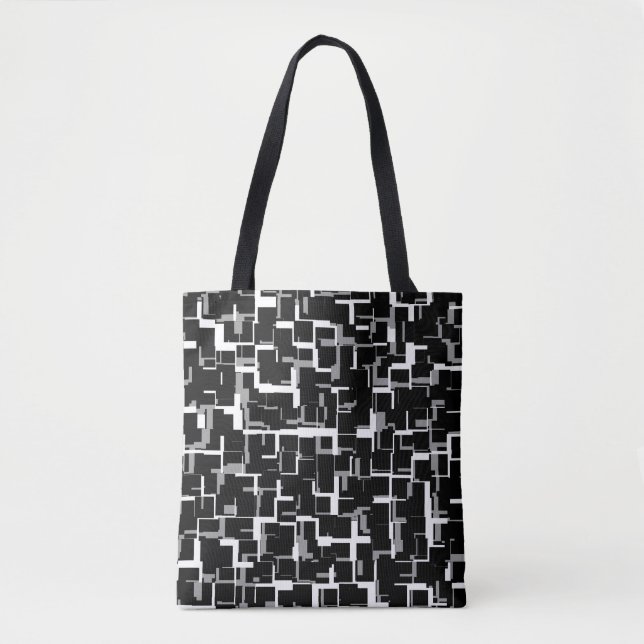 Digital Camo Black White Grey Pattern Tote Bag (Front)
