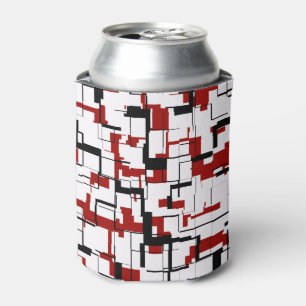 Digital Camo Black White Red Pattern Can Cooler