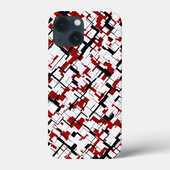 Digital Camo Black White Red Pattern Case-Mate iPhone Case (Back)