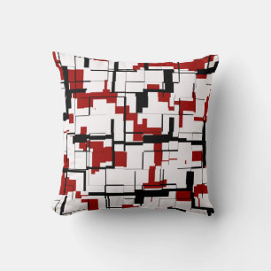 Digital Camo Black White Red Pattern Cushion