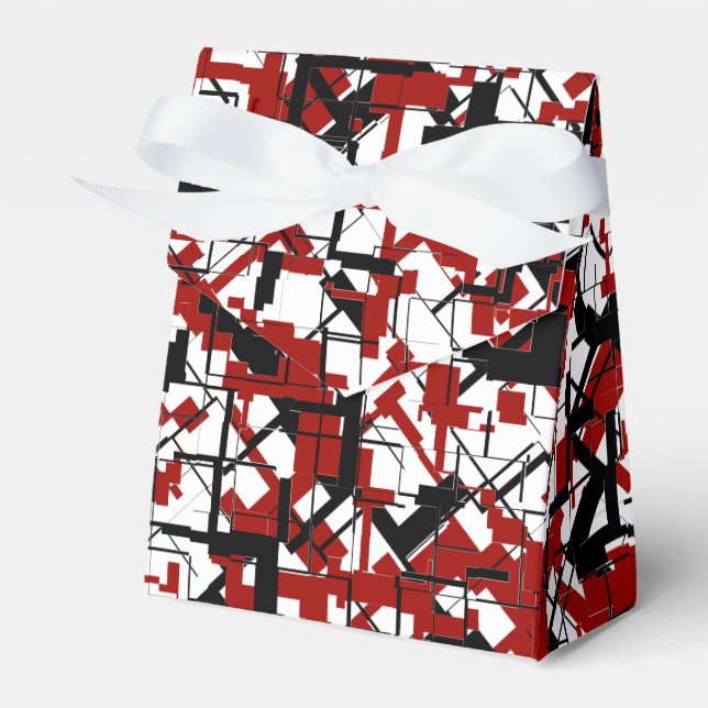 Digital Camo Black White Red Pattern Favour Box (Front Side)
