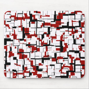 Digital Camo Black White Red Pattern Mouse Mat