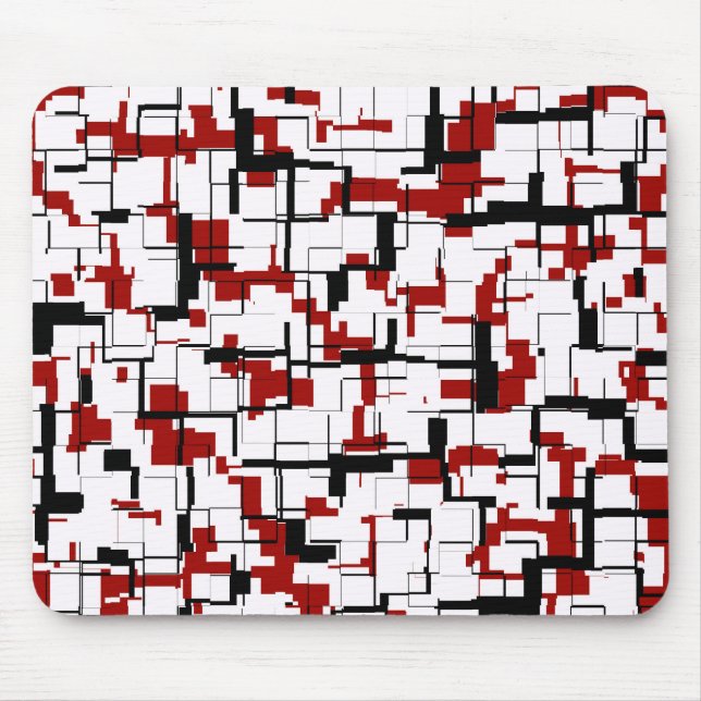 Digital Camo Black White Red Pattern Mouse Mat (Front)