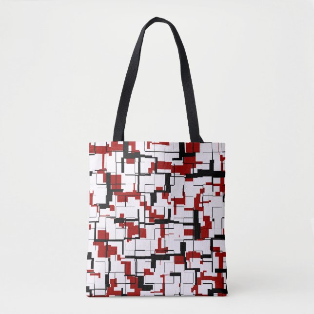 Digital Camo Black White Red Pattern Tote Bag (Front)