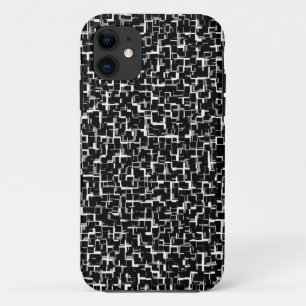 Digital Camo Black White Yellow Pattern iPhone 11 Case