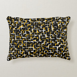 Digital Camo Black White Yellow Pattern Decorative Cushion
