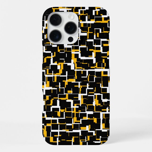 Digital Camo Black White Yellow Pattern iPhone Case (Back)