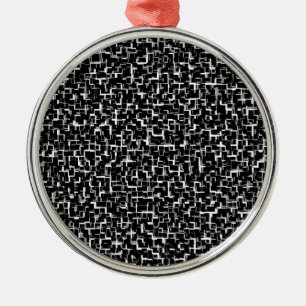 Digital Camo Black White Yellow Pattern Metal Tree Decoration