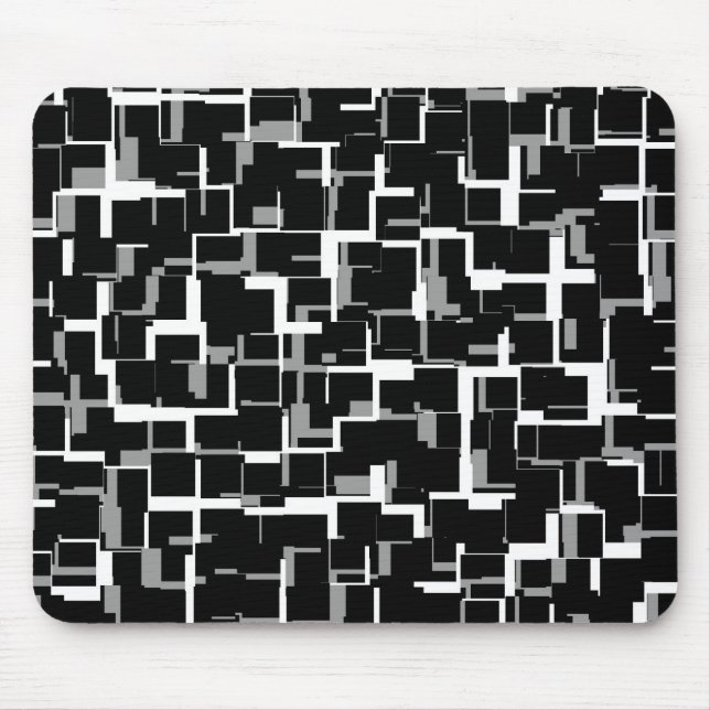 Digital Camo Black White Yellow Pattern Mouse Mat (Front)