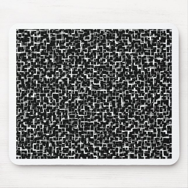 Digital Camo Black White Yellow Pattern Mouse Mat (Front)