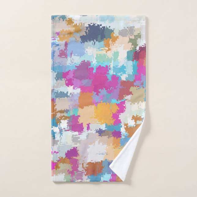 Digital Camo Blue Yellow Pink Pattern Hand Towel (Hand Towel)