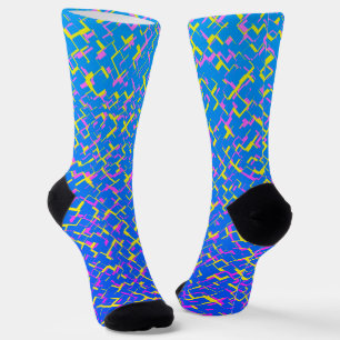 Digital Camo Blue Yellow Pink Pattern  Socks