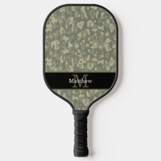 Digital Camo Military Hunter Initial Monogram Pickleball Paddle