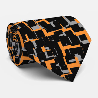 Digital Camo Orange Black White Pattern Tie