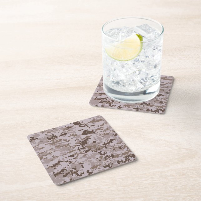 Digital Camo  Square Paper Coaster (Insitu)
