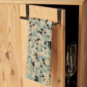 Digital Camo – Tan-Green SM camo pattern Tea Towel