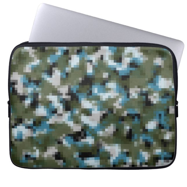 Digital Camo Winter Lake Laptop Sleeve (Front)