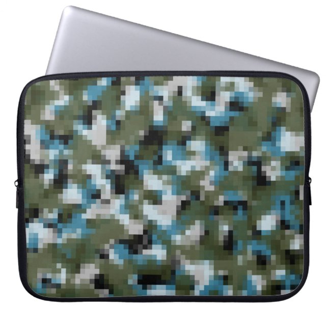 Digital Camo Winter Lake Laptop Sleeve (Front)